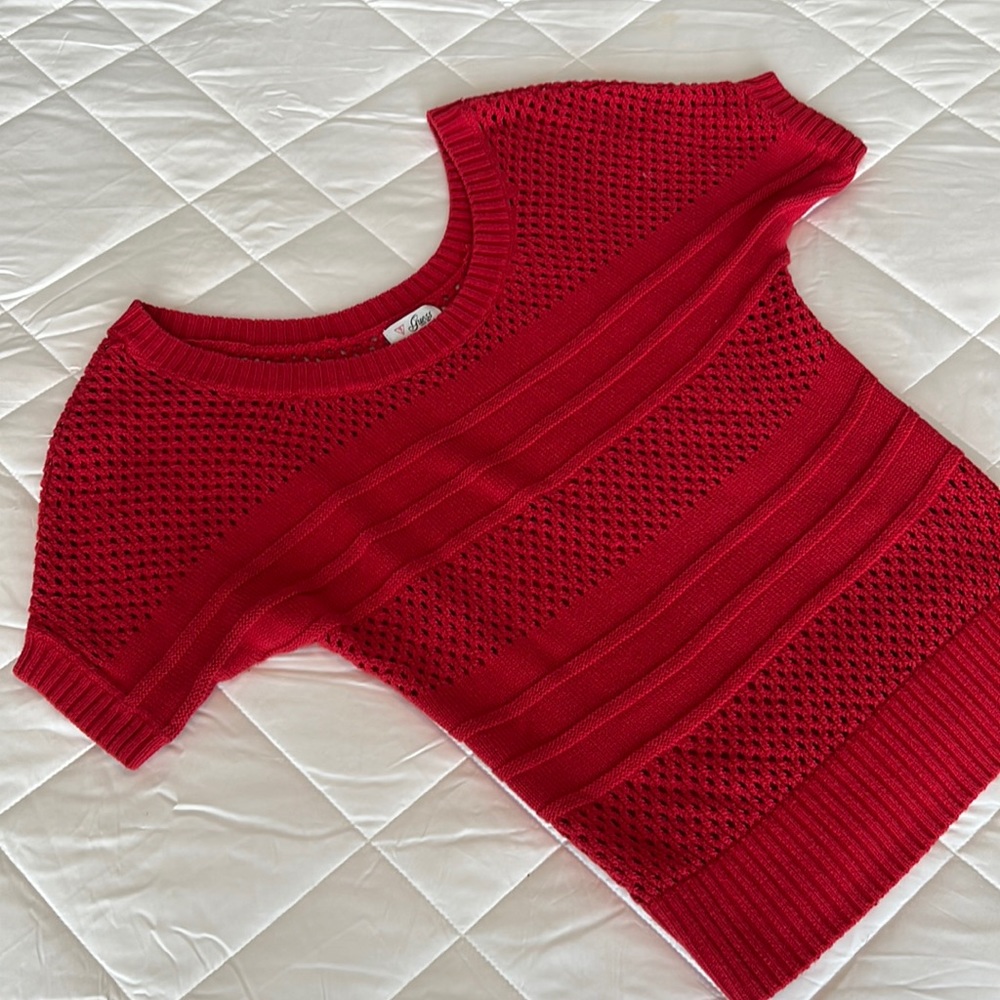 Guess Scoop Neck Short Sleeve Sweater